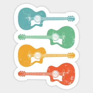 Auditorium Acoustic Guitar Cool Retro Colors Sticker